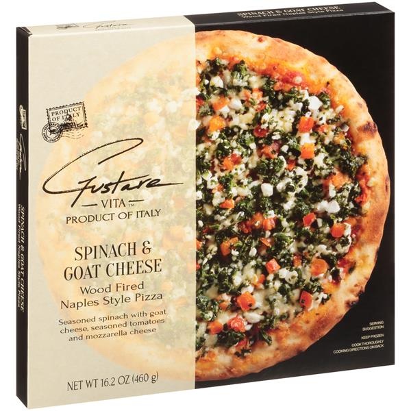 slide 1 of 1, Gustare Vita Seasoned Spinach With Goat Cheese, Seasoned Tomatoes And Mozzarella Cheese Wood Fired Naples Style Pizza, 16.2 oz