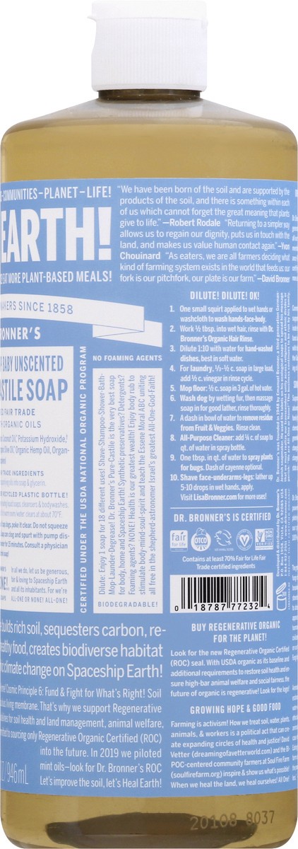 slide 5 of 9, Dr. Bronner's 18-in-1 Hemp Baby Unscented Pure-Castile Soap 32 oz, 32 oz