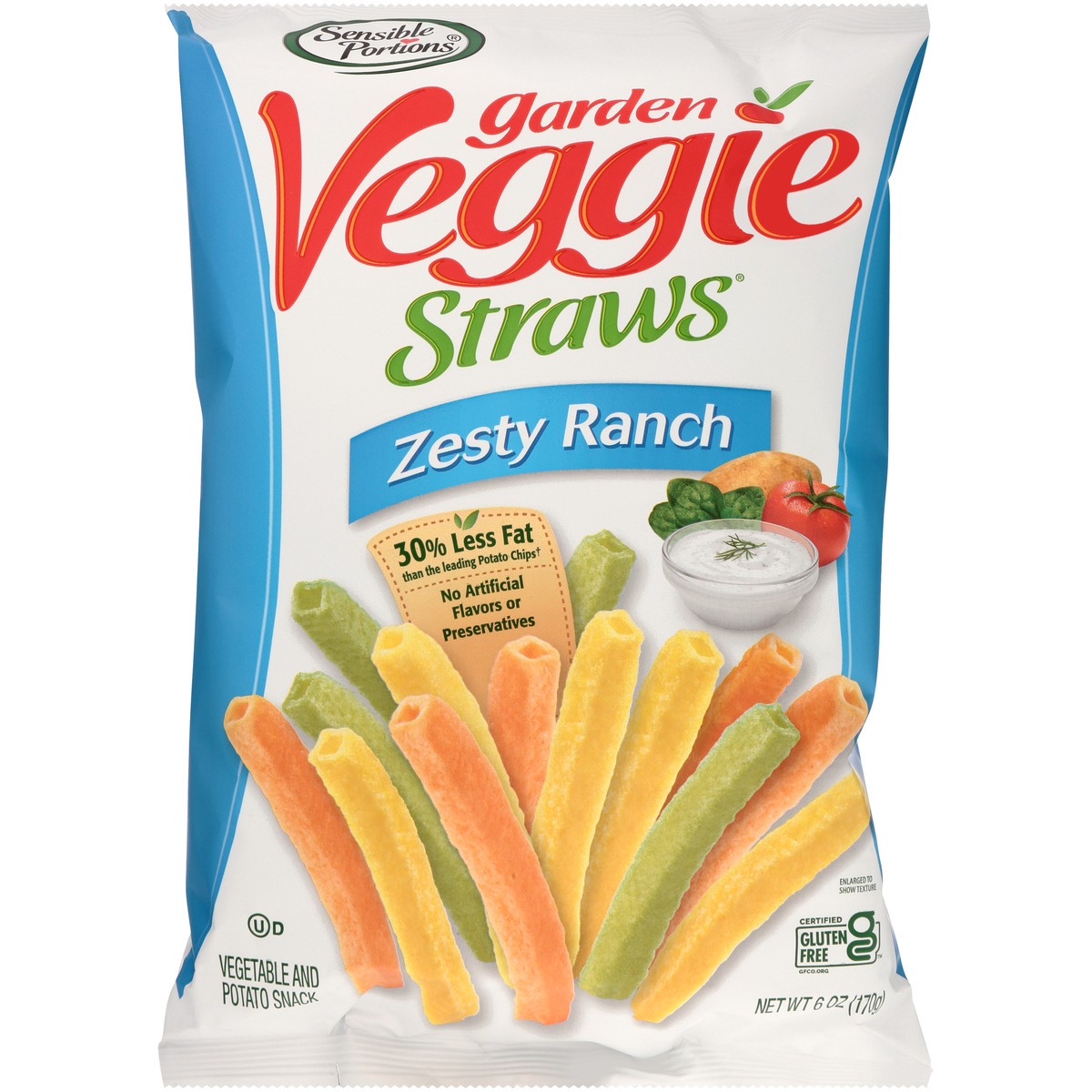 slide 4 of 7, Sensible Portions Garden Veggie Straws Zesty Ranch Vegetable & Potato Snack 6 oz. Bag, 6 oz