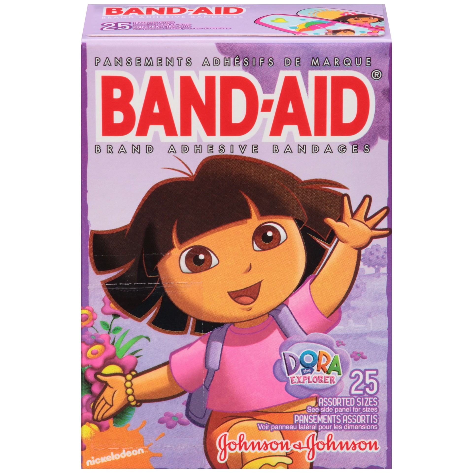 slide 3 of 5, BAND-AID Adhesive Bandages, Dora the Explorer for Kids, Assorted Sizes, 25 Count, 25 ct