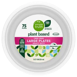 Simple Truth Plant Based Tree Free Heavy Duty Compostable Large Plates, 75 ct / 10 in
