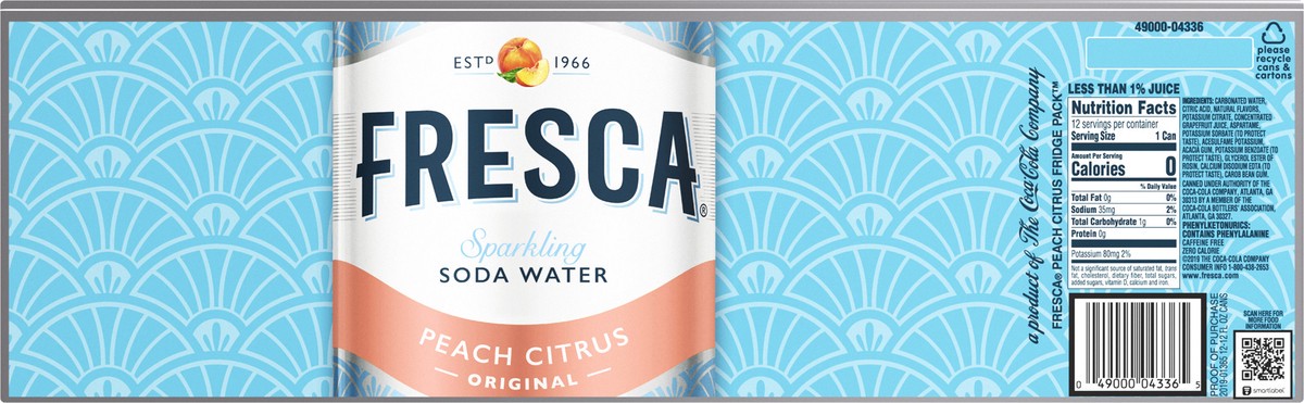 slide 2 of 10, Fresca Fridge Pack Original Sparkling Peach Citrus Soda Water 12 ea, 12 ct