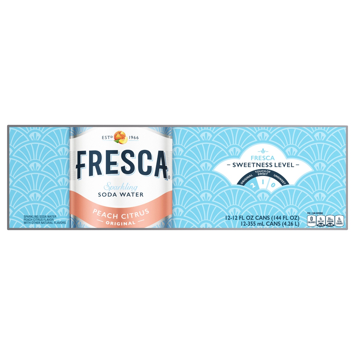 slide 1 of 1, Fresca Fridge Pack Original Sparkling Peach Citrus Soda Water 12 ea, 12 ct; 12 fl oz