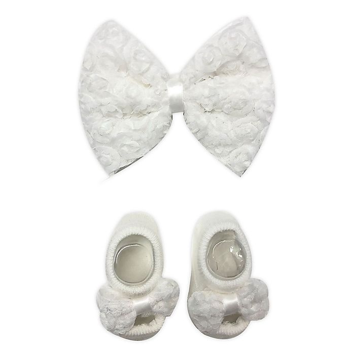 slide 1 of 1, Toby Fairy Lace Bow Headband and Mary Jane Sock Set - Ivory, 2 ct