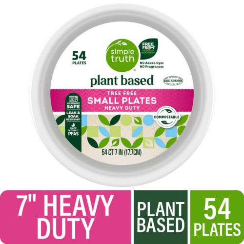 slide 1 of 4, Simple Truth® Plant Based Tree Free Heavy Duty Compostable Small Plates, 54 ct / 7 in, 54 ct