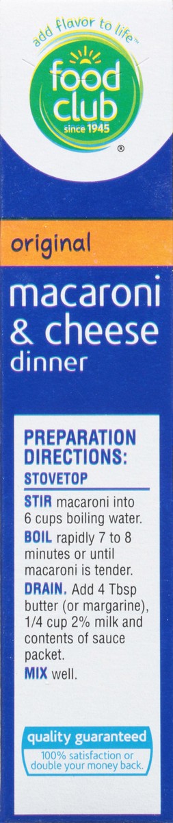 slide 7 of 11, Food Club Macaroni & Cheese Dinner Original, 7.25 oz