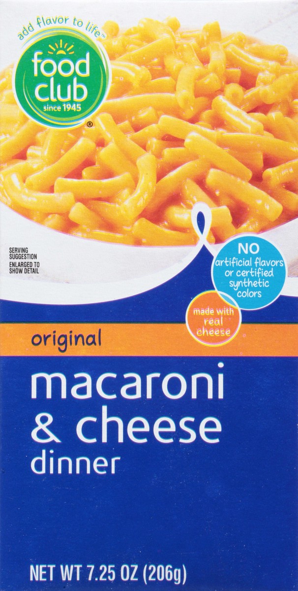 slide 9 of 11, Food Club Macaroni & Cheese Dinner Original, 7.25 oz