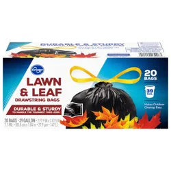 Kroger 39 Gallon Lawn & Leaf Dawstring Bags