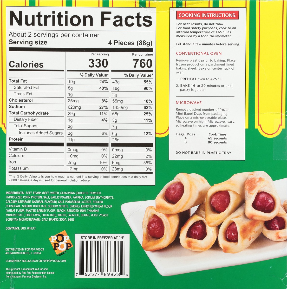 slide 5 of 9, Nathan's Famous Nathans Bagel Dogs, Beef Cocktail Franks Wrapped in a Bagel Dough, 7 oz