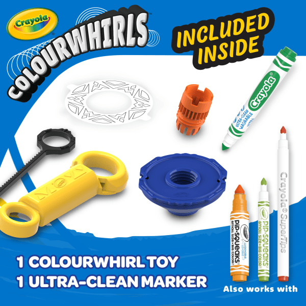 slide 3 of 6, Create Mesmerizing Spin Art With Crayola Colourwhirls! This Art Spinner Toy Set Encourages Kids To Create Unique Art While Competing With Friends. Collect Them All!, 1 ct
