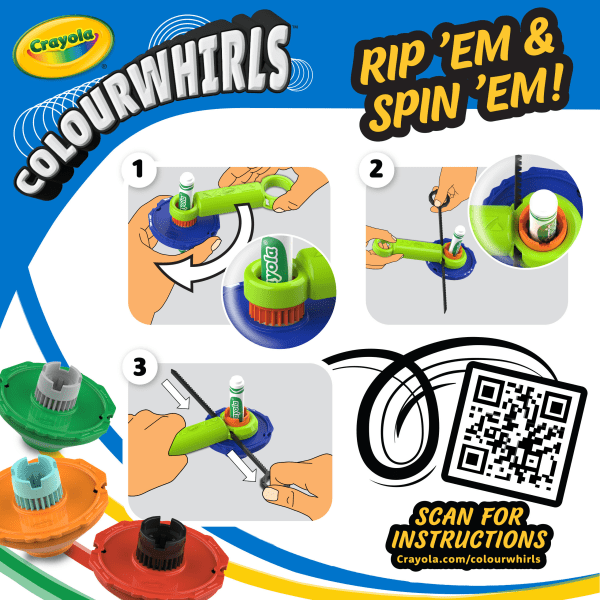 slide 4 of 6, Create Mesmerizing Spin Art With Crayola Colourwhirls! This Art Spinner Toy Set Encourages Kids To Create Unique Art While Competing With Friends. Collect Them All!, 1 ct