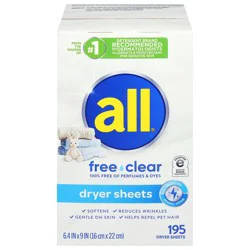 All Free Clear Dryer Sheets 195 Each