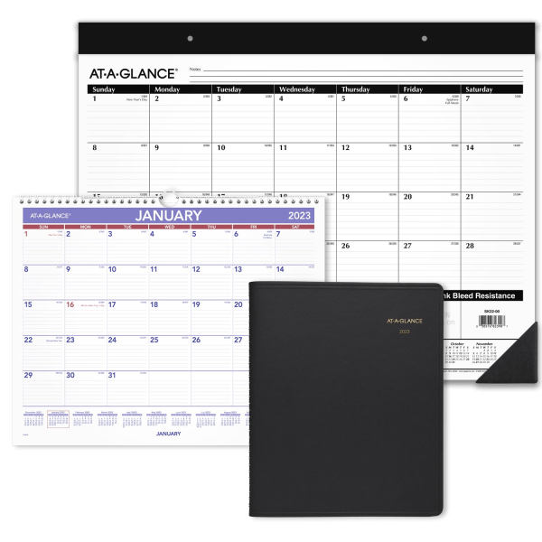 slide 8 of 8, At-A-Glance 2023 Ry Monthly Desk Pad Calendar, Blue/Gray, Large, 24'' X 19'', 24 in