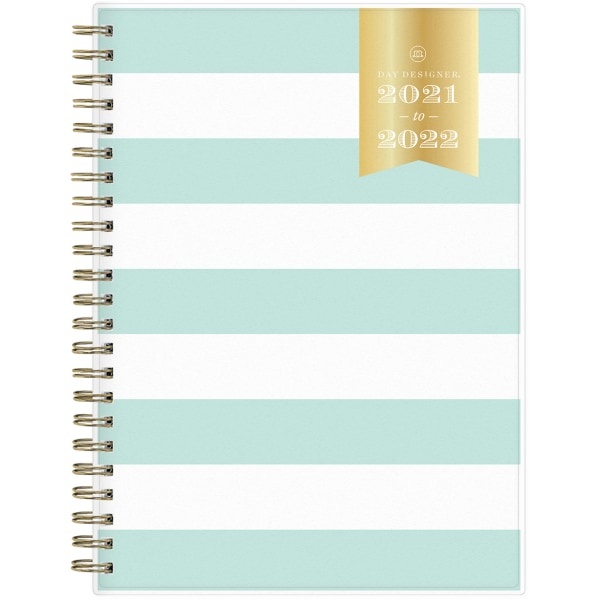 slide 1 of 7, Blue Sky Academic Weekly/Monthly Planner, 8-5/8&Rdquo; X 5-7/8&Rdquo;, White/Mint, July 2021 To June 2022, 128056, 1 ct