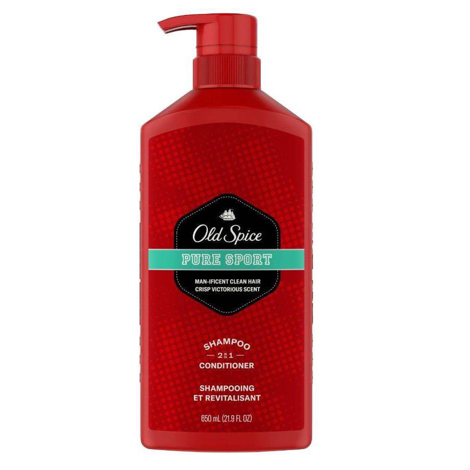 slide 1 of 9, Old Spice Pure Sport 2-in-1 Shampoo and Conditioner for Men, 21.9 oz