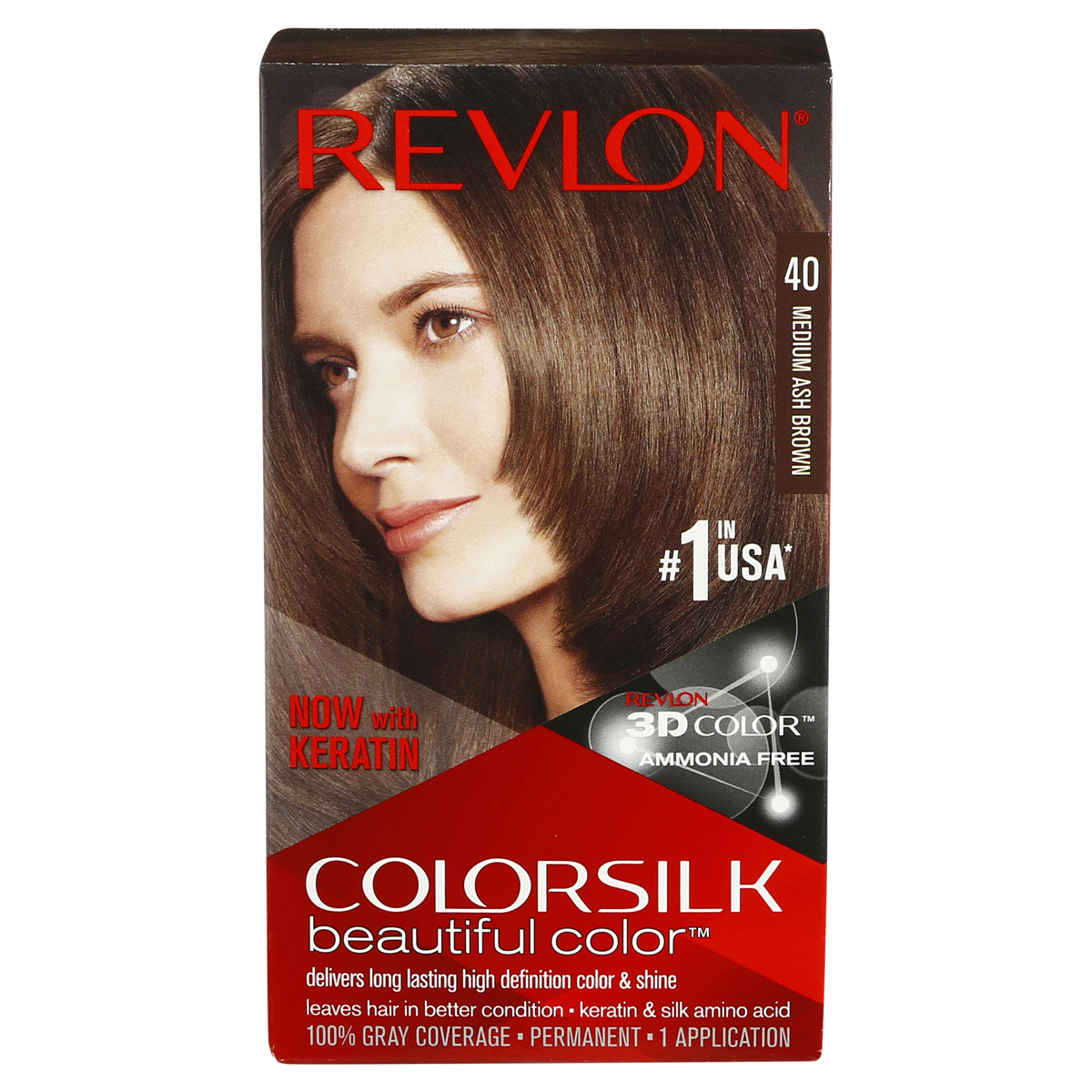 slide 1 of 1, Revlon Colorsilk Beautiful Color 40 Medium Ash Brown, 1 ct