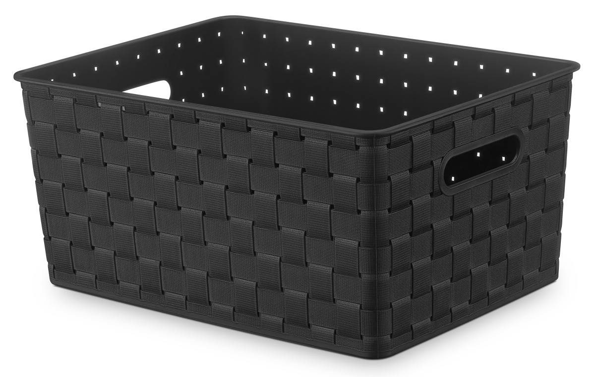slide 1 of 4, Whitmor Medium Woven Storage Basket Black, 1 ct