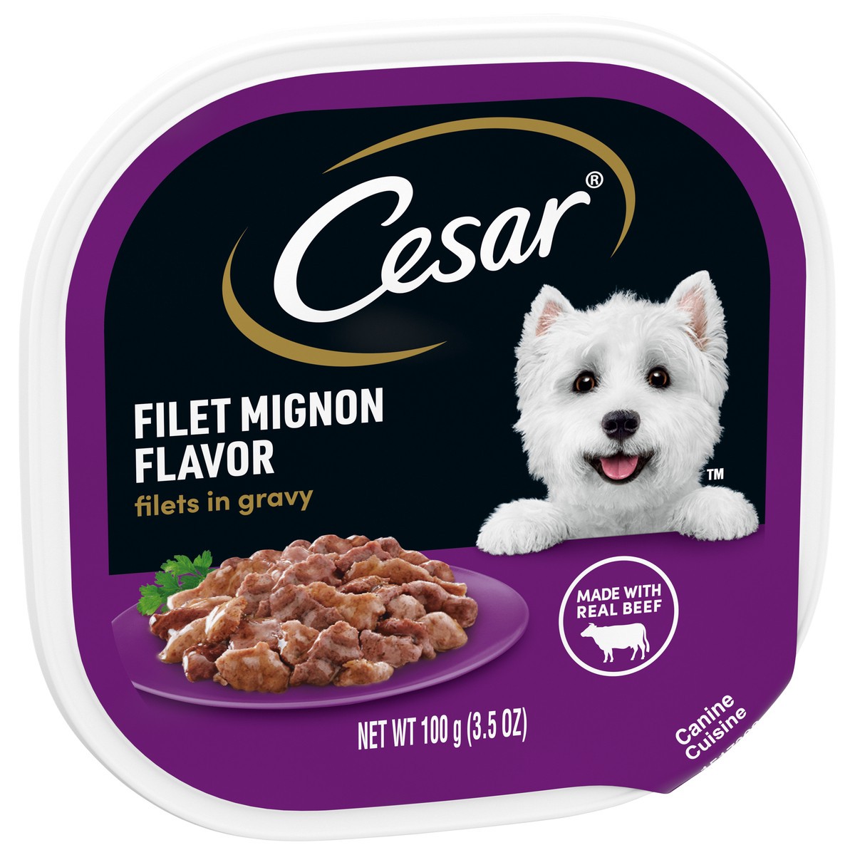 slide 2 of 9, Cesar Filets in Gravy Filet Mignon Flavor Canine Cuisine 3.5 oz, 3.5 oz