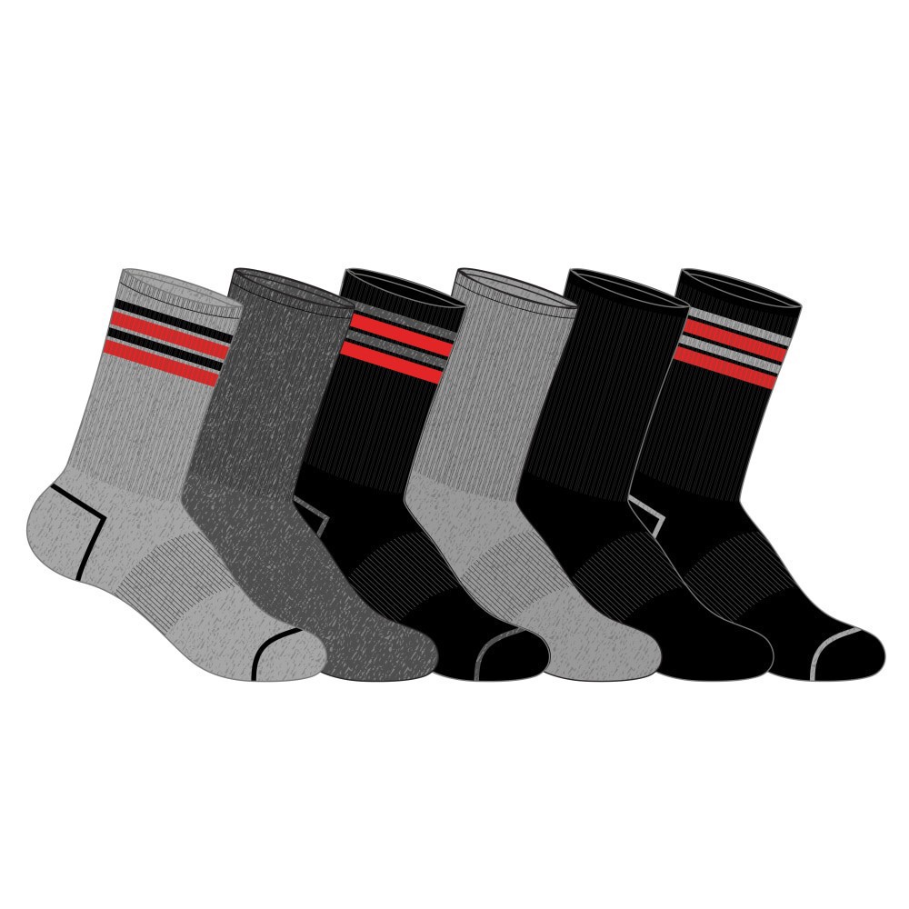 slide 1 of 1, Steve Madden Varsity Striped Crew Socks, 6 ct
