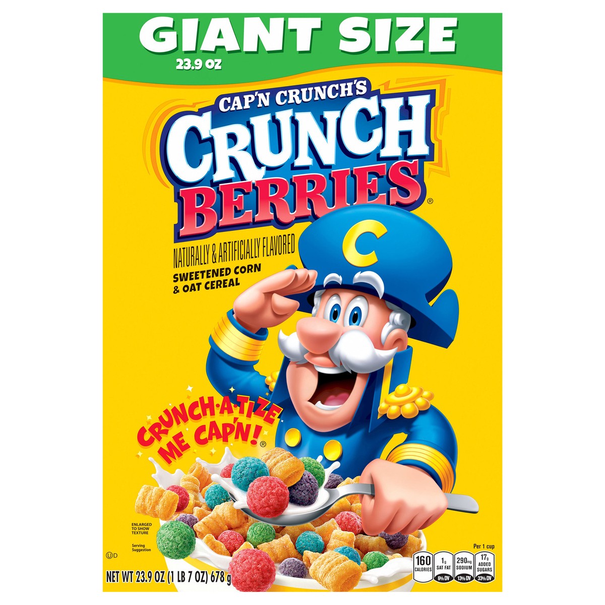 slide 7 of 10, Cap'n Crunch's Sweetened Corn & Oat Cereal Crunch Berries Naturally & Artificially Flavored 23.9 Oz, 23.9 oz