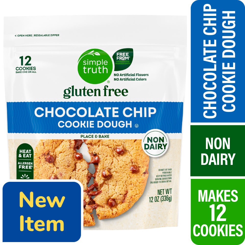 slide 1 of 2, Simple Truth® Gluten Free Non Dairy Chocolate Chip Cookie Dough, 12 oz, 12 oz
