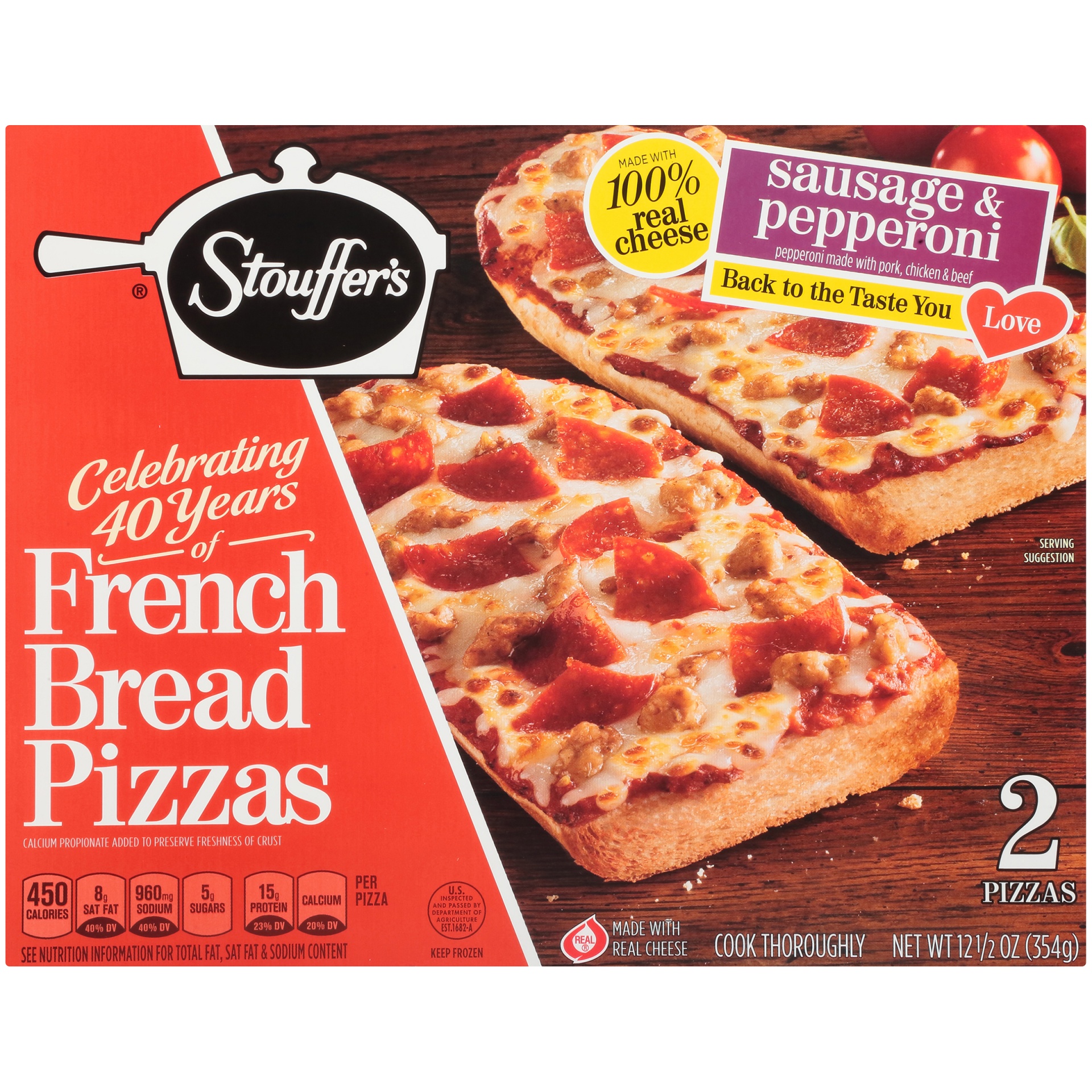 slide 1 of 1, Stouffer's Sausage & Pepperoni French Bread Pizza, 12.5 oz