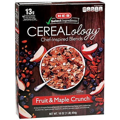 slide 1 of 1, H-E-B Select Ingredients Cerealology Fruit & Maple Crunch, 16 oz