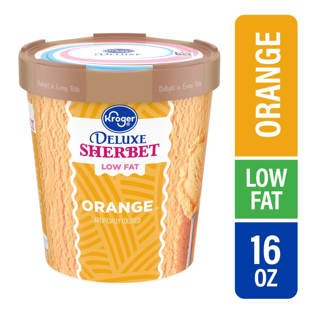 slide 1 of 4, Kroger Deluxe Orange Sherbet, 16 fl oz