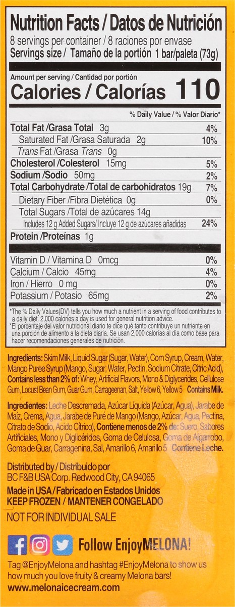 slide 2 of 13, Melona Mango Frozen Dairy Dessert Bars 8 - 2.37 fl oz Bars, 8 ct