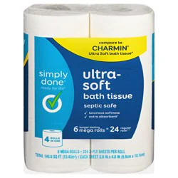 Simply Done Ultra-Soft 2-Ply Mega Rolls Bath Tissue - 6 Rolls