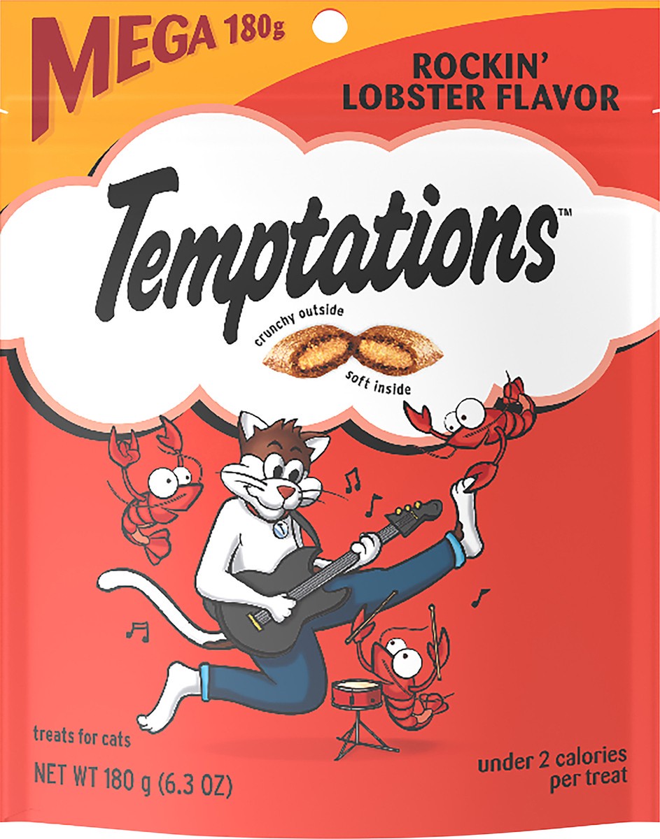 slide 5 of 5, TEMPTATIONS Classic Crunchy and Soft Cat Treats Rockin' Lobster Flavor, 6.3 oz. Pouch, 6.3 oz