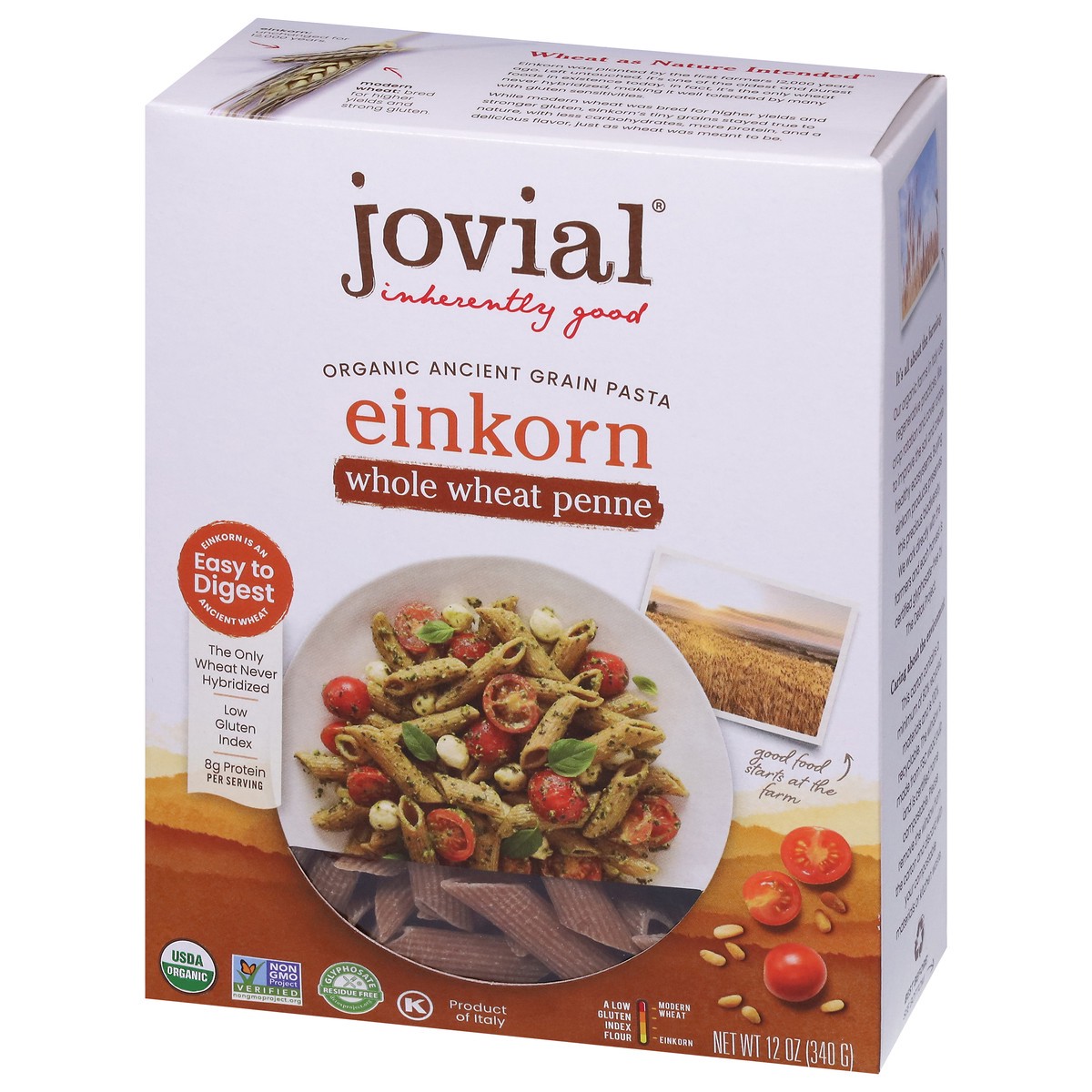 slide 8 of 9, Jovial Penne Einkorn Psta, 12 oz