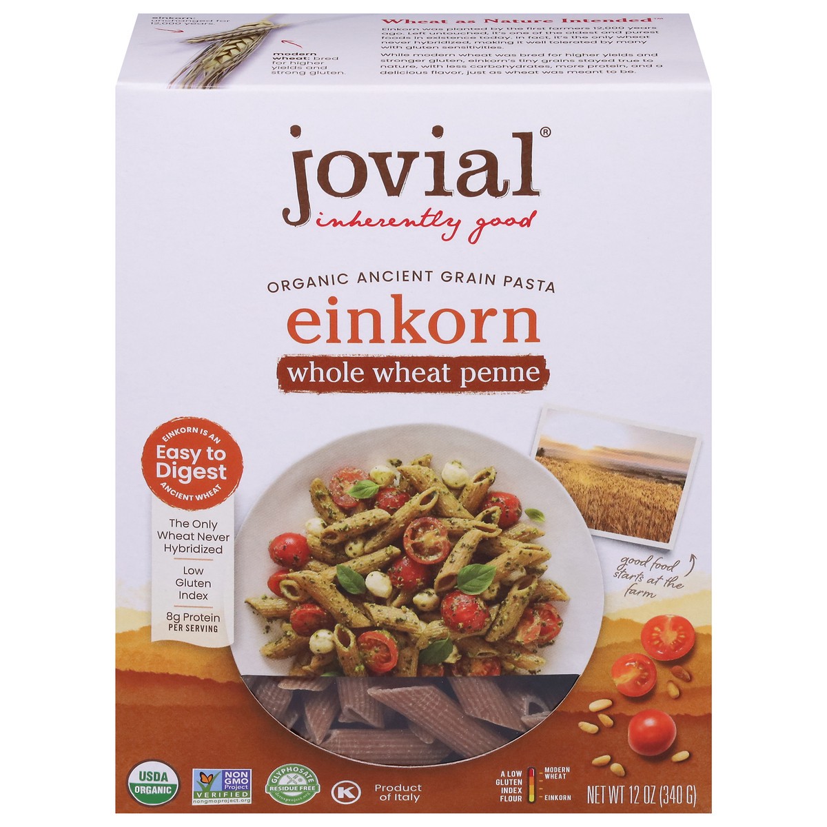 slide 1 of 9, Jovial Penne Einkorn Psta, 12 oz