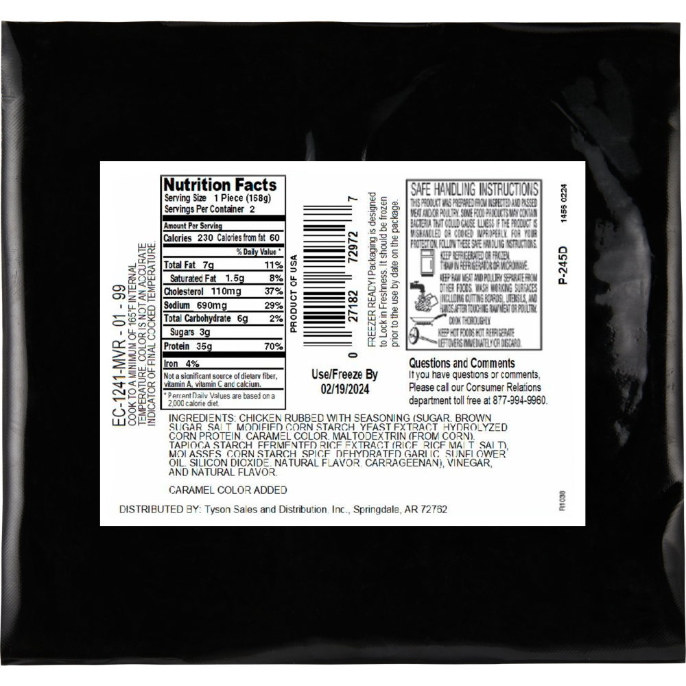slide 3 of 3, Tyson Premium Quality Freshly Seasoned Teriyaki Style Boneless Skinless Chicken Breast Filets, 0.75 lb