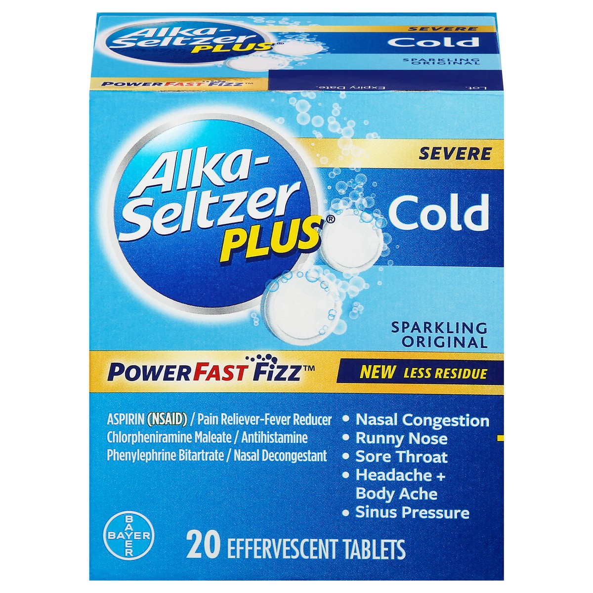 slide 11 of 12, Alka-Seltzer +Cold Sparkling Orig, 20 ct