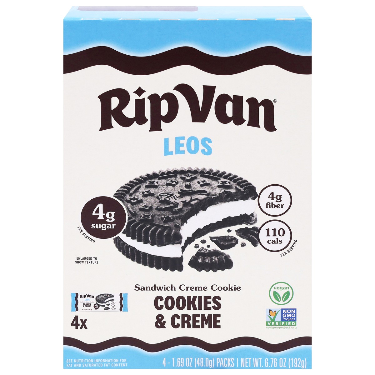 slide 1 of 15, Rip Van Leos Cookies & Creme Sandwich Creme Cookies 4 - 1.69 oz Packs, 4 ct