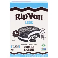 Rip Van Leos Cookies & Creme Sandwich Creme Cookies 4 - 1.69 oz Packs