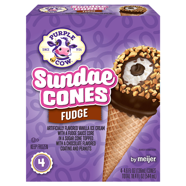 slide 1 of 9, Purple Cow Fudge Sundae Cones, 4 ct