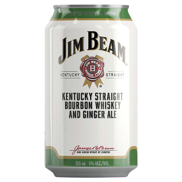 slide 1 of 1, Jim Beam and Ginger Ale, 12 fl oz