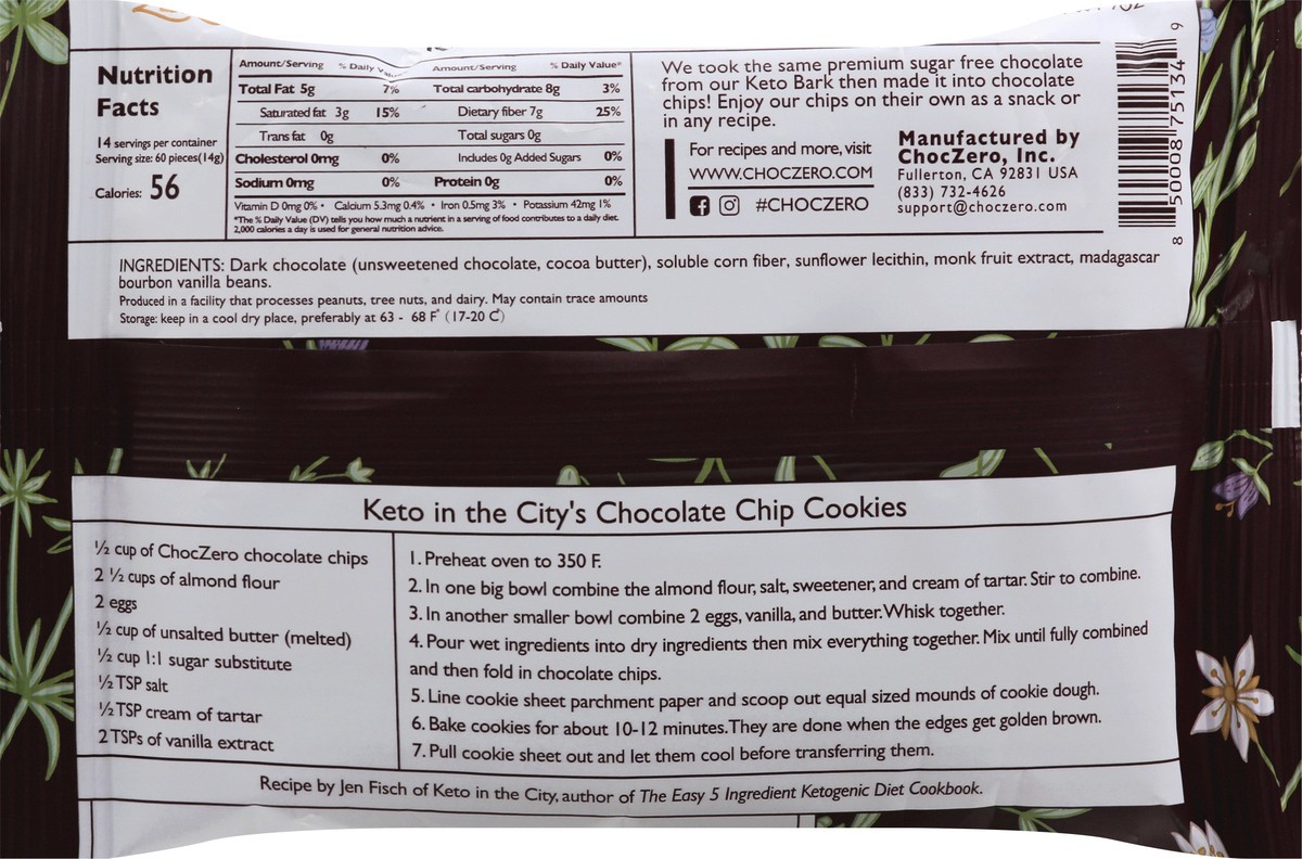 slide 5 of 13, ChocZero 55% Cacao Sugar Free Dark Chocolate Baking Chips 7 oz, 7 oz