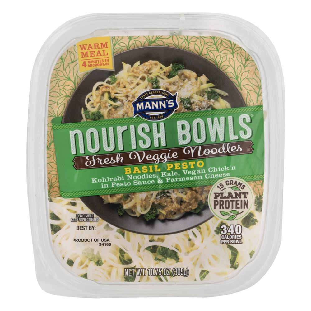 slide 1 of 1, Mann's Nourish Bowls, Fresh Veggie Noodles, Basil Besto, 10.75 oz