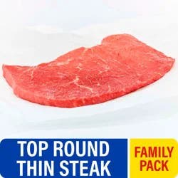 Choice Boneless Top Thin Cut Round Beef Steak Family Pack, 1 lb