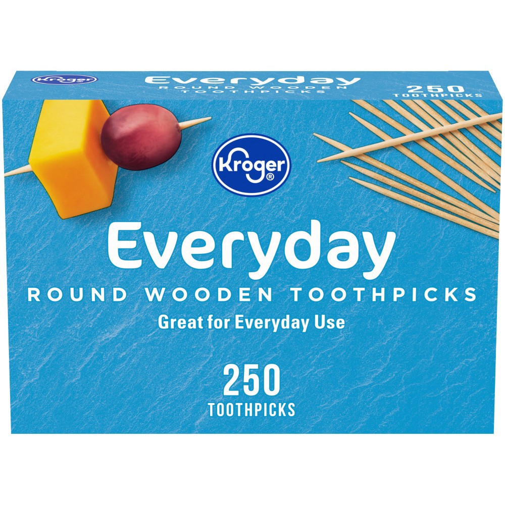 slide 1 of 4, Kroger Home Sense Round Wooden Toothpicks, 250 ct