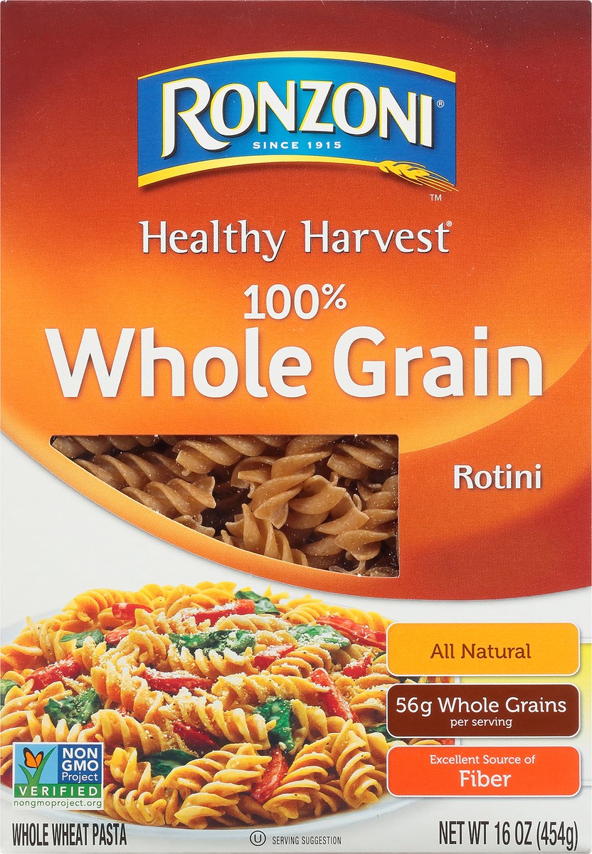 slide 2 of 9, Ronzoni Healthy Harvest Whole Grain Rotini, 16 oz, Whole Wheat Pasta, 16 oz