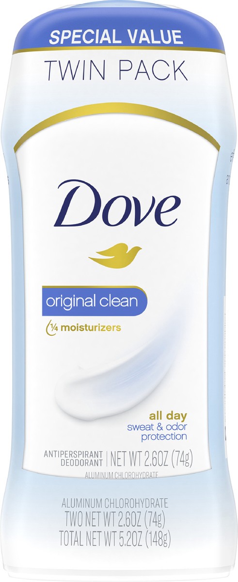 slide 3 of 4, Dove Invisible Solid Antiperspirant Deodorant Stick Original Clean, 2 ct; 2.6 oz