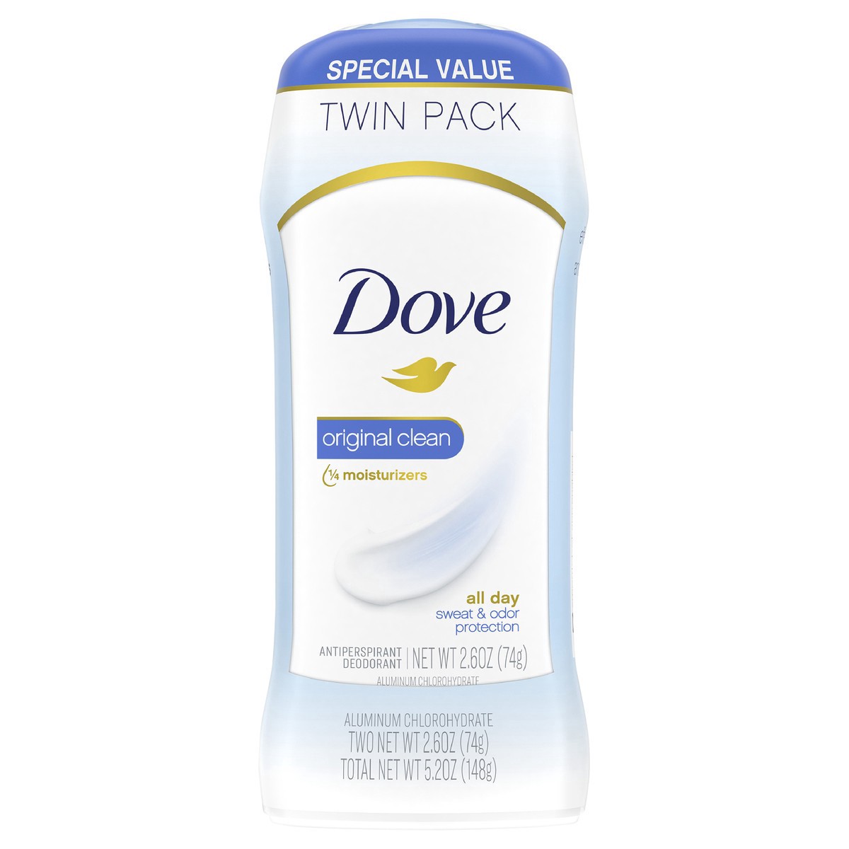 slide 1 of 4, Dove Invisible Solid Antiperspirant Deodorant Stick Original Clean, 2 ct; 2.6 oz