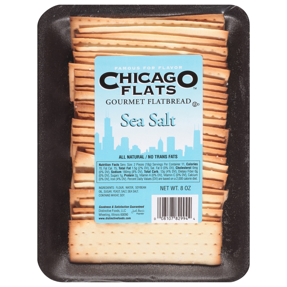 slide 1 of 1, Chicago Flats Sea Salt Gourmet Flatbread 8 oz, 8 oz