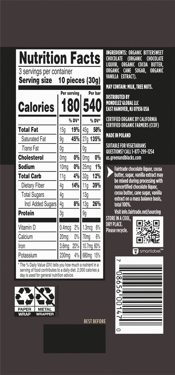 slide 9 of 14, Green Blacks Green & Black's Organic Dark Chocolate Bar, 85% Cacao, 3.17 oz, 3.17 oz