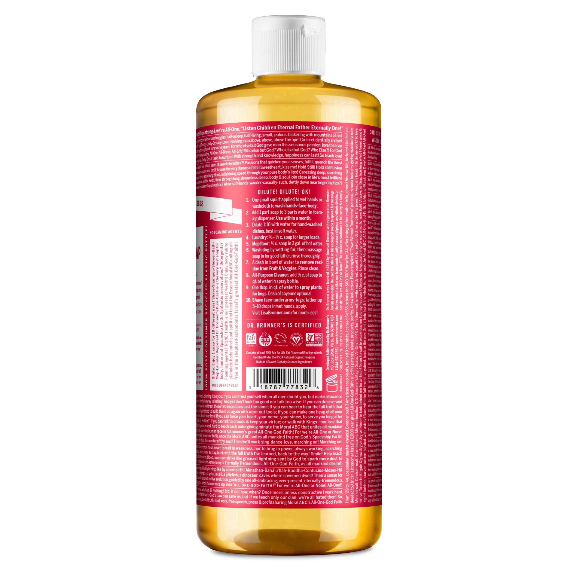 slide 8 of 18, Dr. Bronner's Castile Liq Soap Rose Org 32Oz, 1 ct