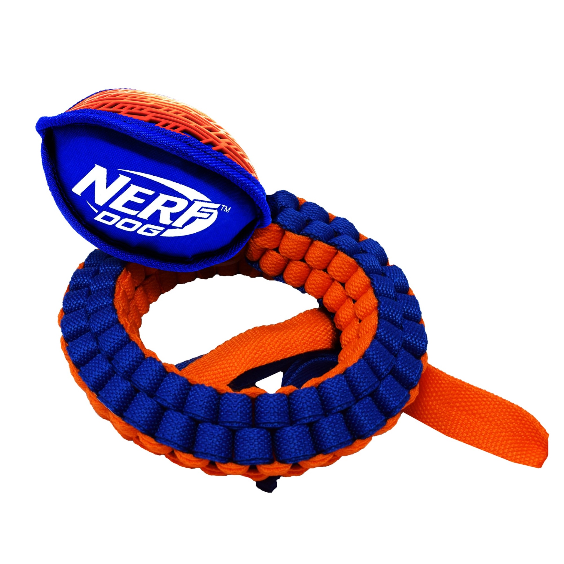 slide 1 of 1, Nerf Thermoplastic Rubber Nylon Force Grip Vortex Chain Tug for Dogs, MED